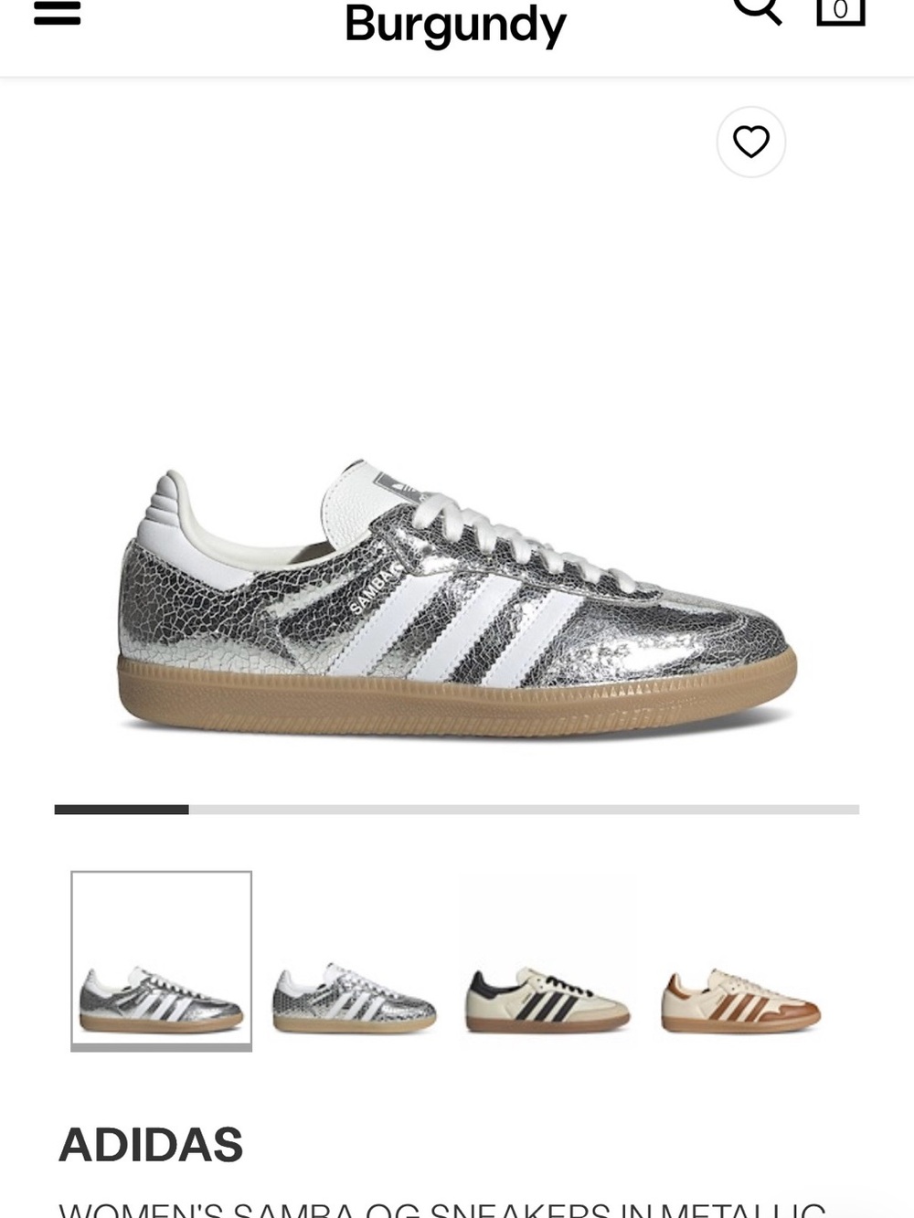 adidas Women's Samba OG Metallic Silver with White Stripes